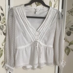 Japna sheer crop blouse Sz M EUC feminine peasant cottagecore